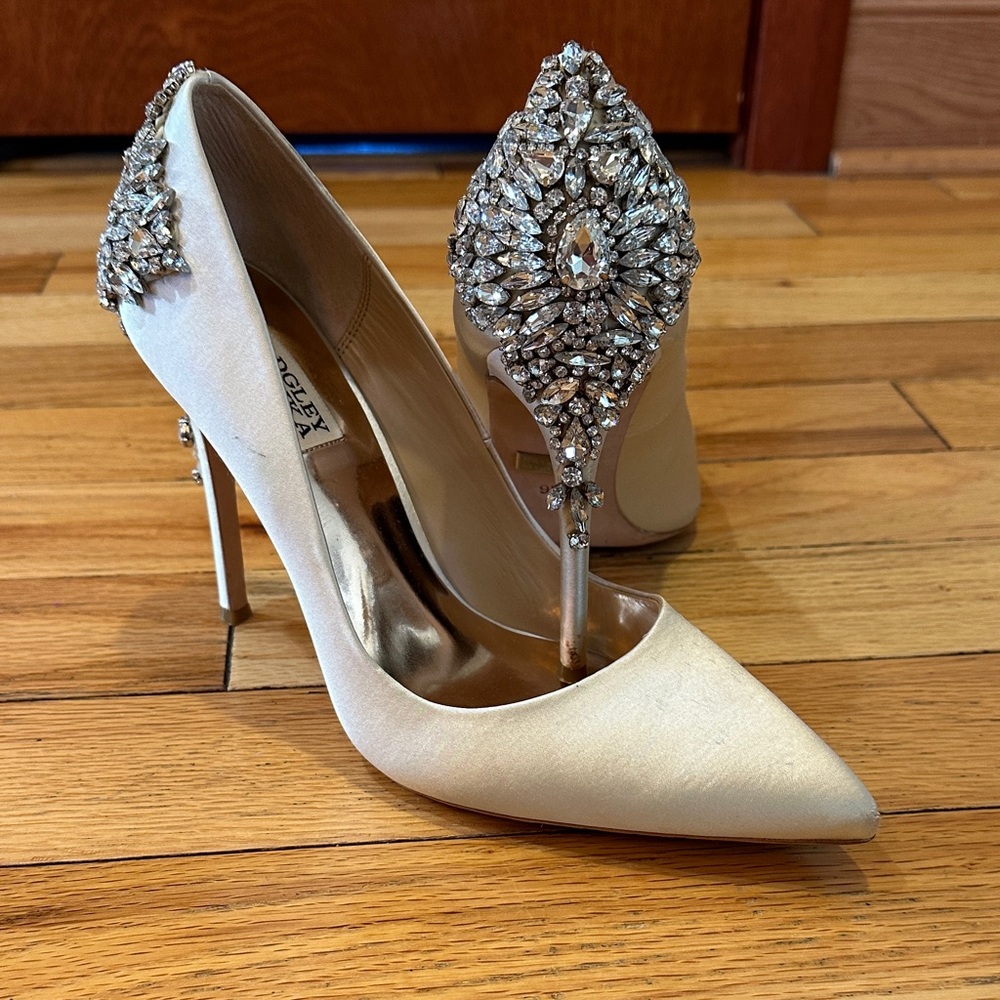 Badgley Mischka Cream Rhinestone Heels
